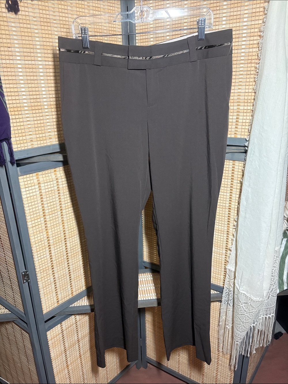 Brown Straight-Leg Dress Pants